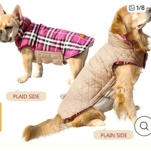 Stylish Pink Plaid and Tan Reversible Dog Coat